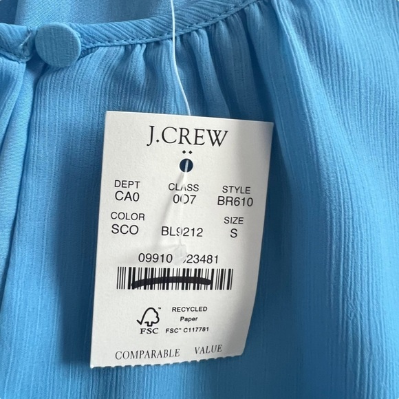 J. Crew - NWT Flutter Sleeve Key Hole Blouse Top Sz M - Picture 8 of 8